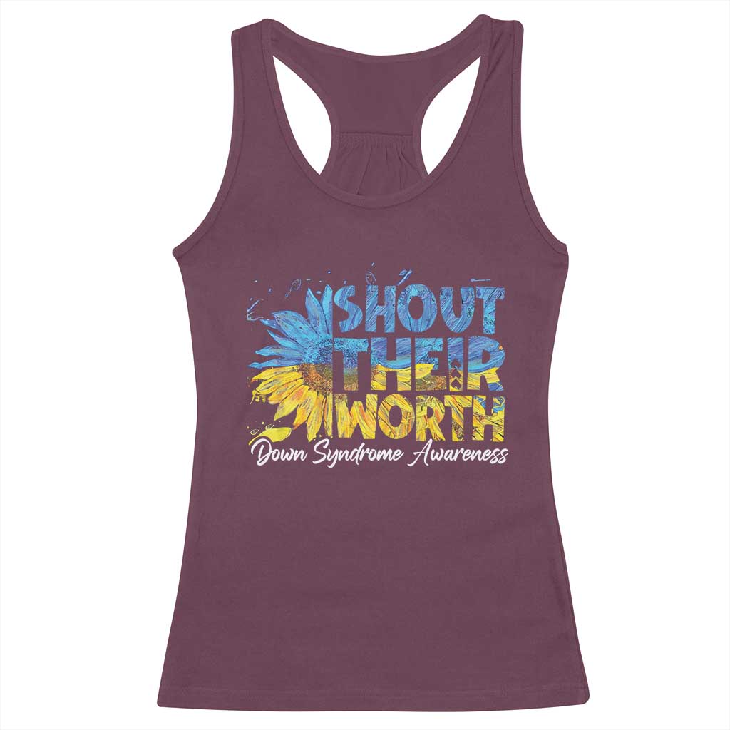 Down Syndrome Awareness Sunflower Racerback Tank Top Shout Their Worth
