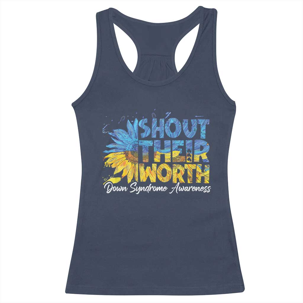 Down Syndrome Awareness Sunflower Racerback Tank Top Shout Their Worth