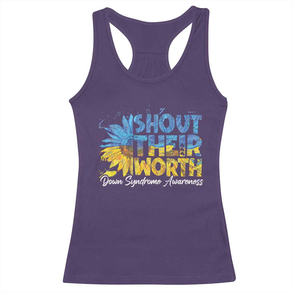 Down Syndrome Awareness Sunflower Racerback Tank Top Shout Their Worth