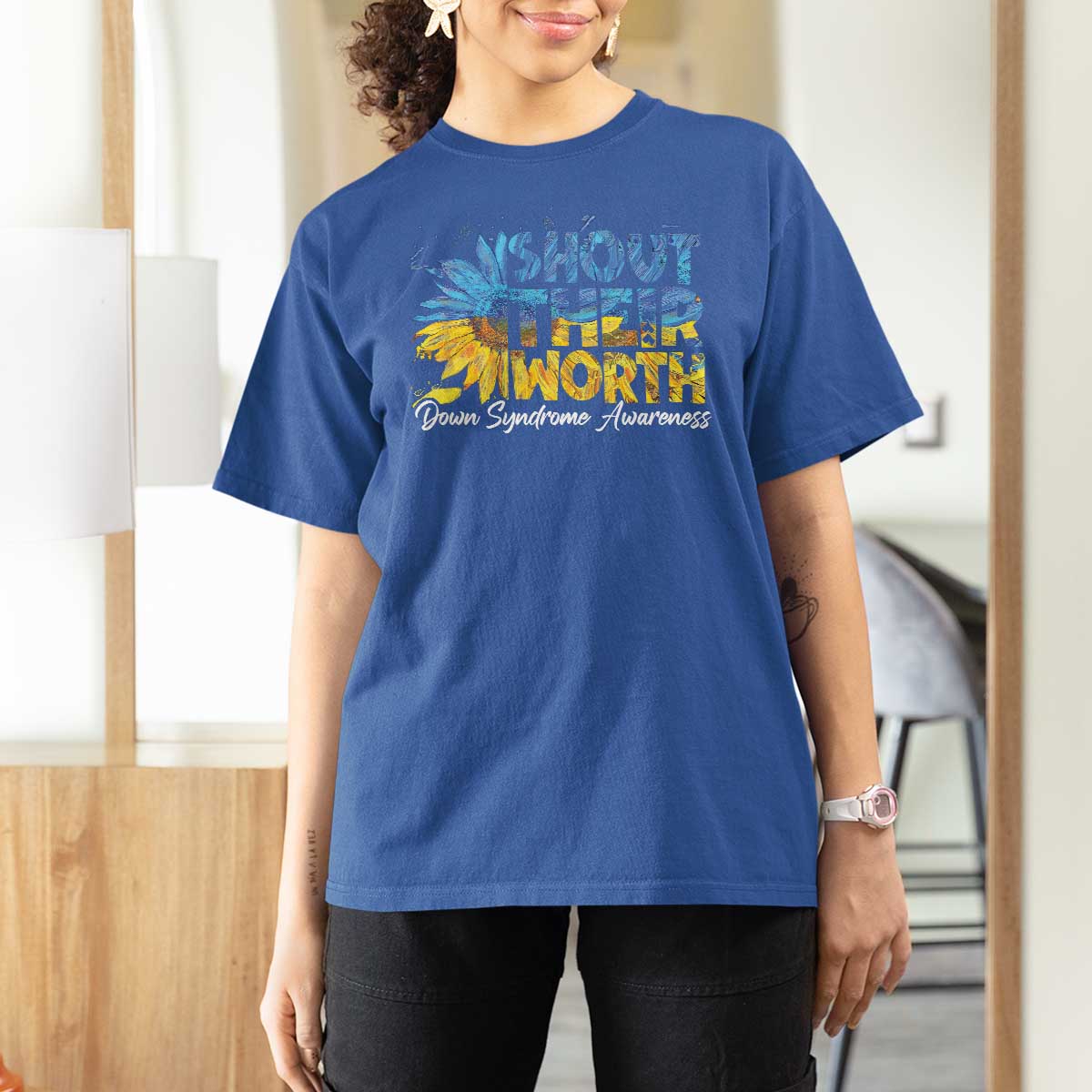 Down Syndrome Awareness Sunflower T Shirt For Women Shout Their Worth
