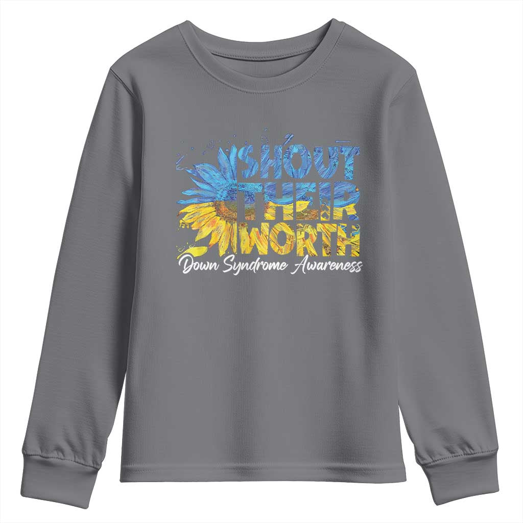 Down Syndrome Awareness Sunflower Youth Sweatshirt Shout Their Worth