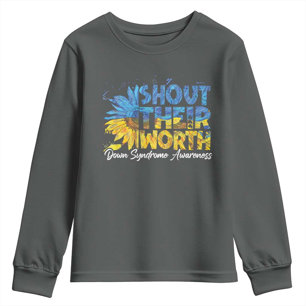 Down Syndrome Awareness Sunflower Youth Sweatshirt Shout Their Worth