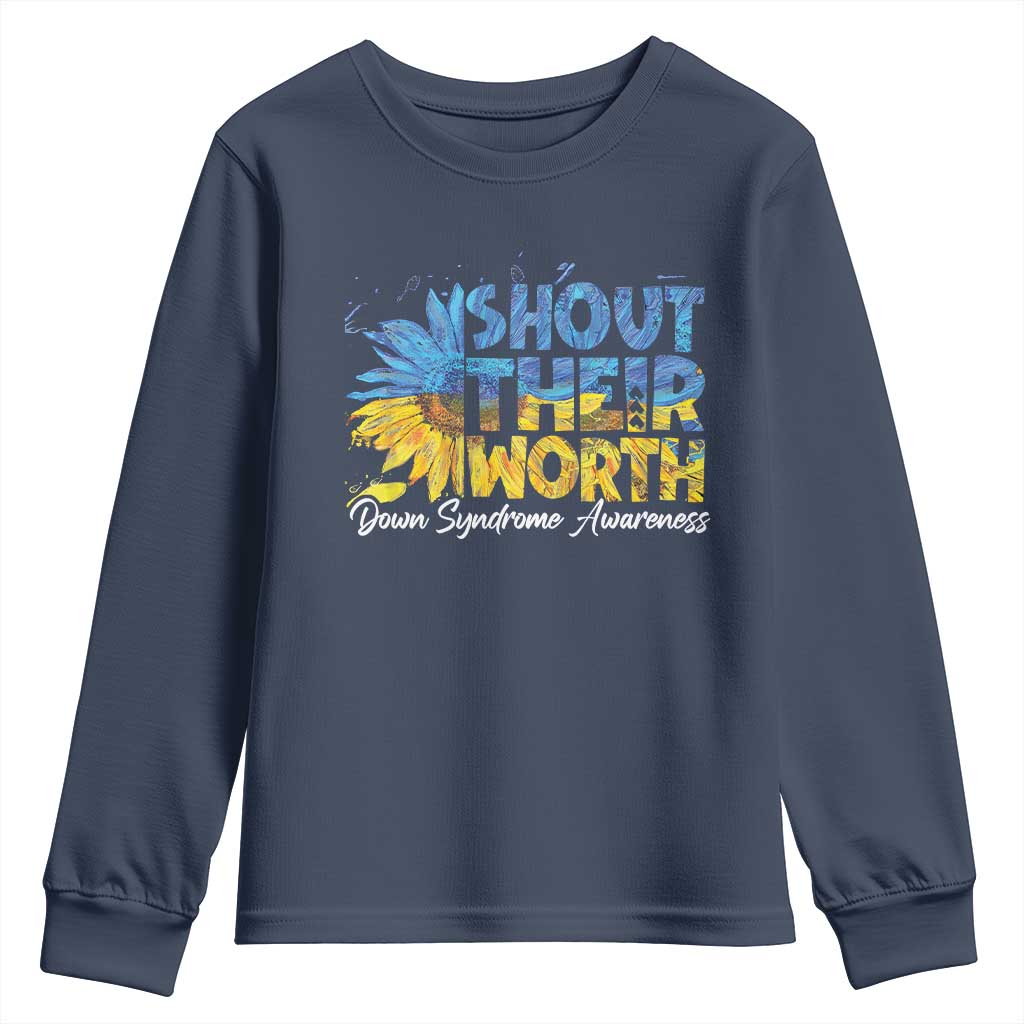 Down Syndrome Awareness Sunflower Youth Sweatshirt Shout Their Worth