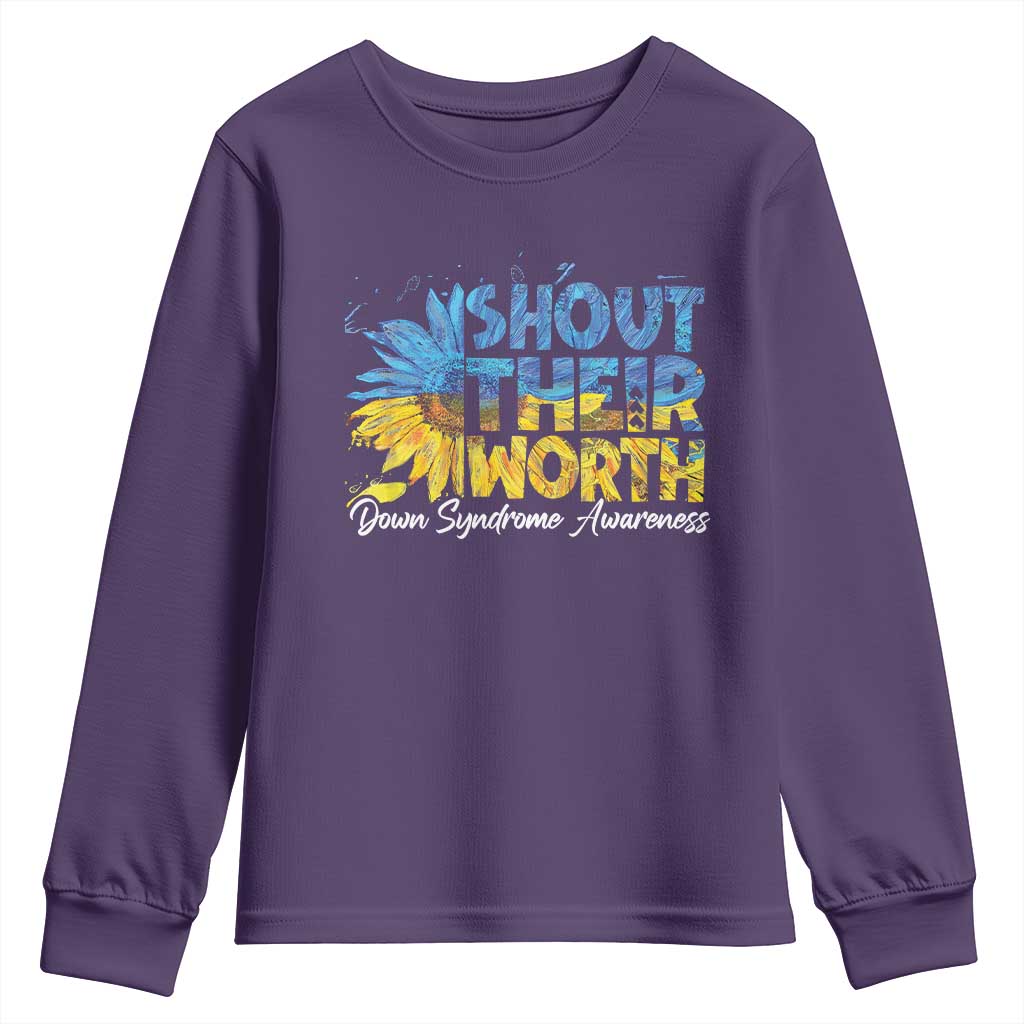 Down Syndrome Awareness Sunflower Youth Sweatshirt Shout Their Worth