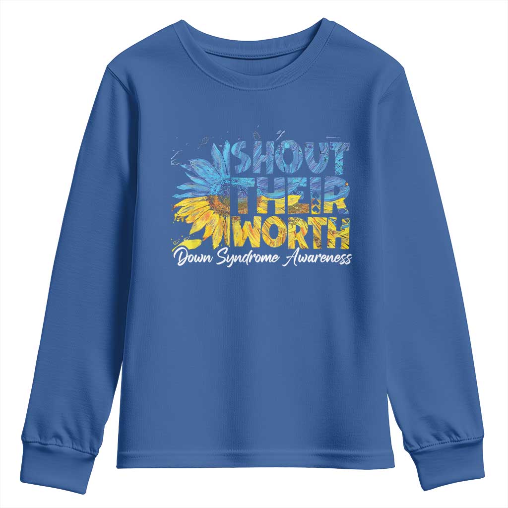 Down Syndrome Awareness Sunflower Youth Sweatshirt Shout Their Worth