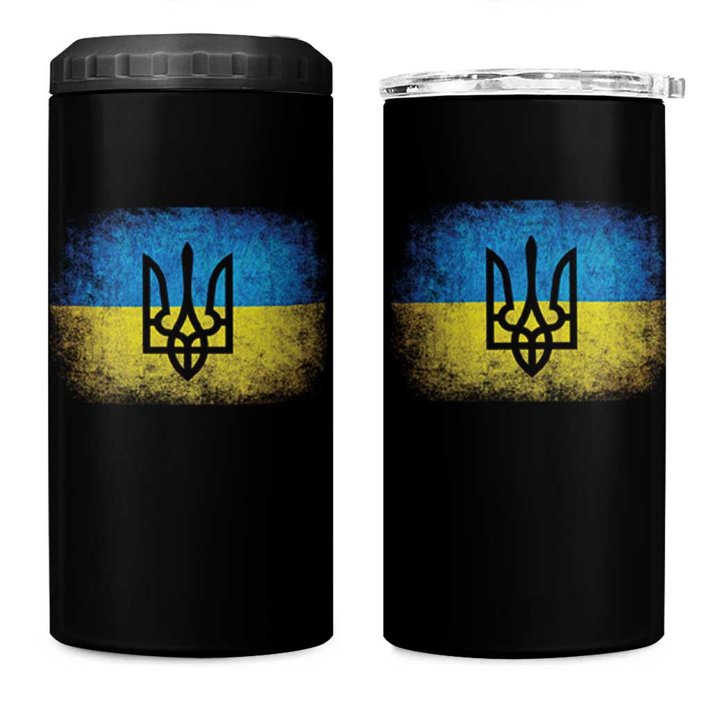 Vintage Ukraine Ukrainian Flag 4 in 1 Can Cooler Tumbler Ukrainians Gifts