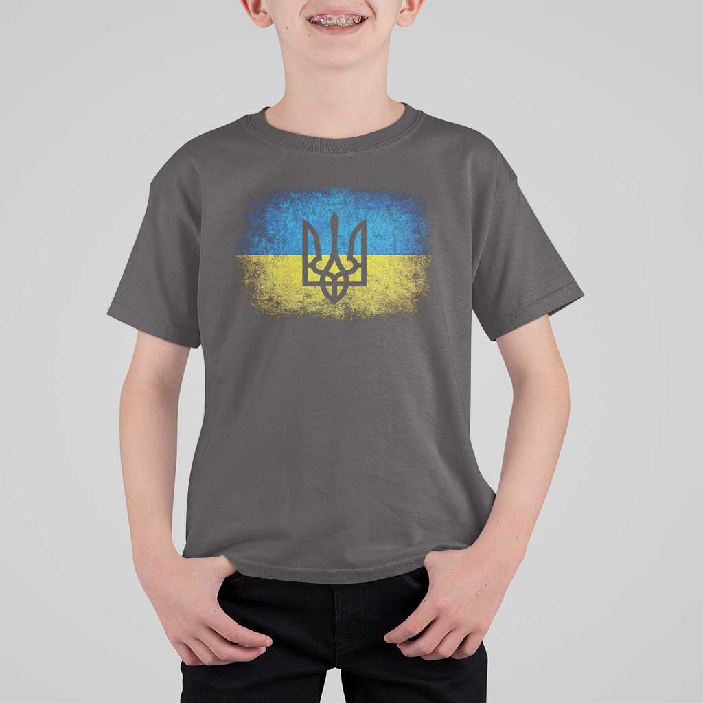 Vintage Ukraine Ukrainian Flag T Shirt For Kid Ukrainians Gifts