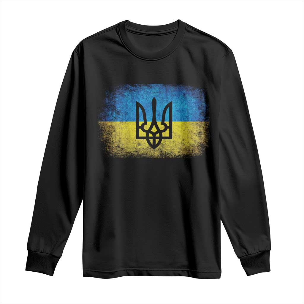 Vintage Ukraine Ukrainian Flag Long Sleeve Shirt Ukrainians Gifts