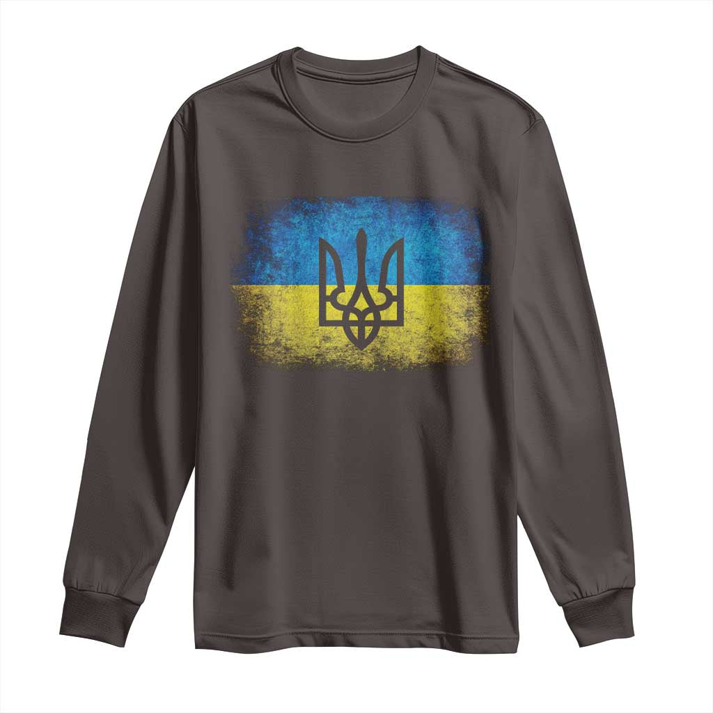 Vintage Ukraine Ukrainian Flag Long Sleeve Shirt Ukrainians Gifts
