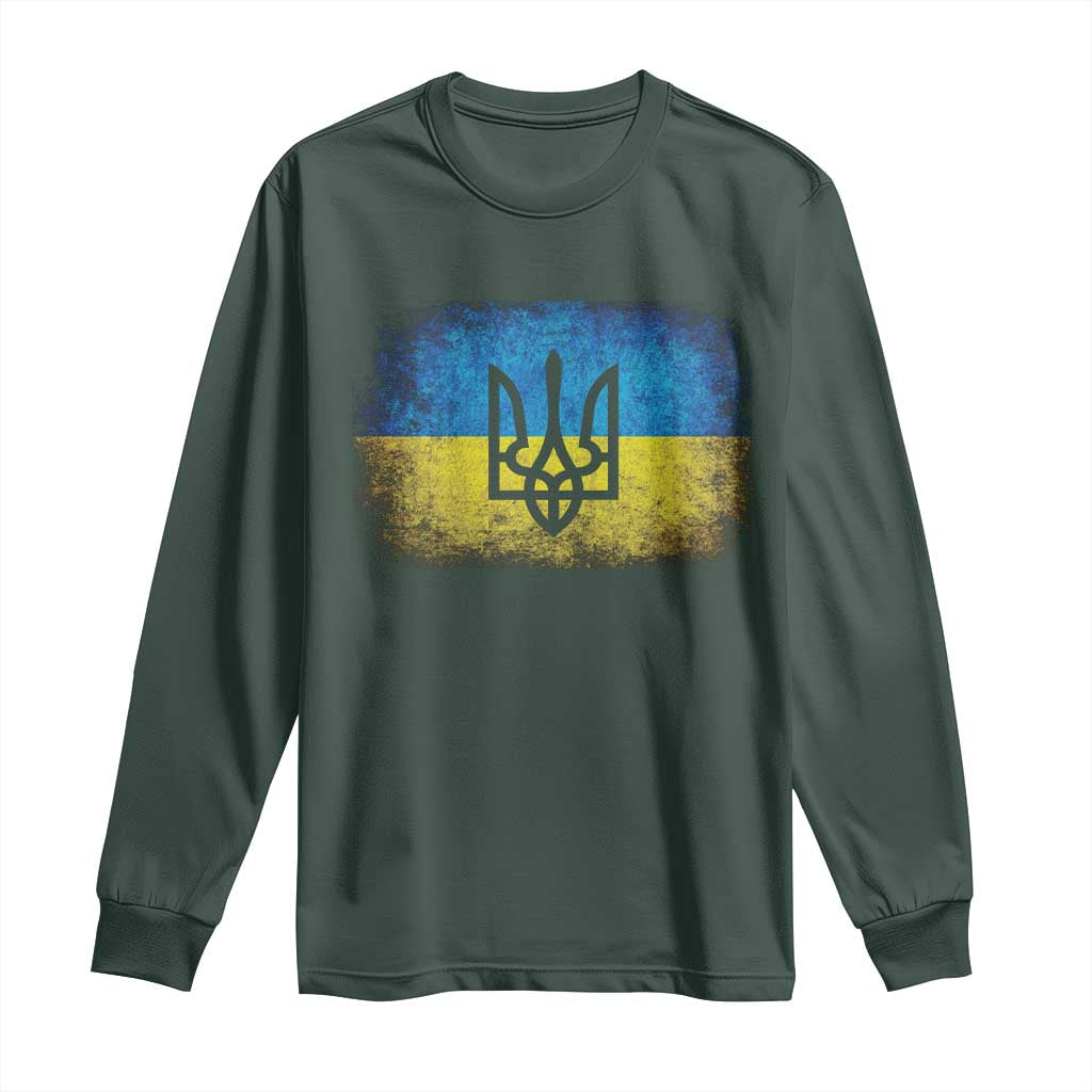 Vintage Ukraine Ukrainian Flag Long Sleeve Shirt Ukrainians Gifts