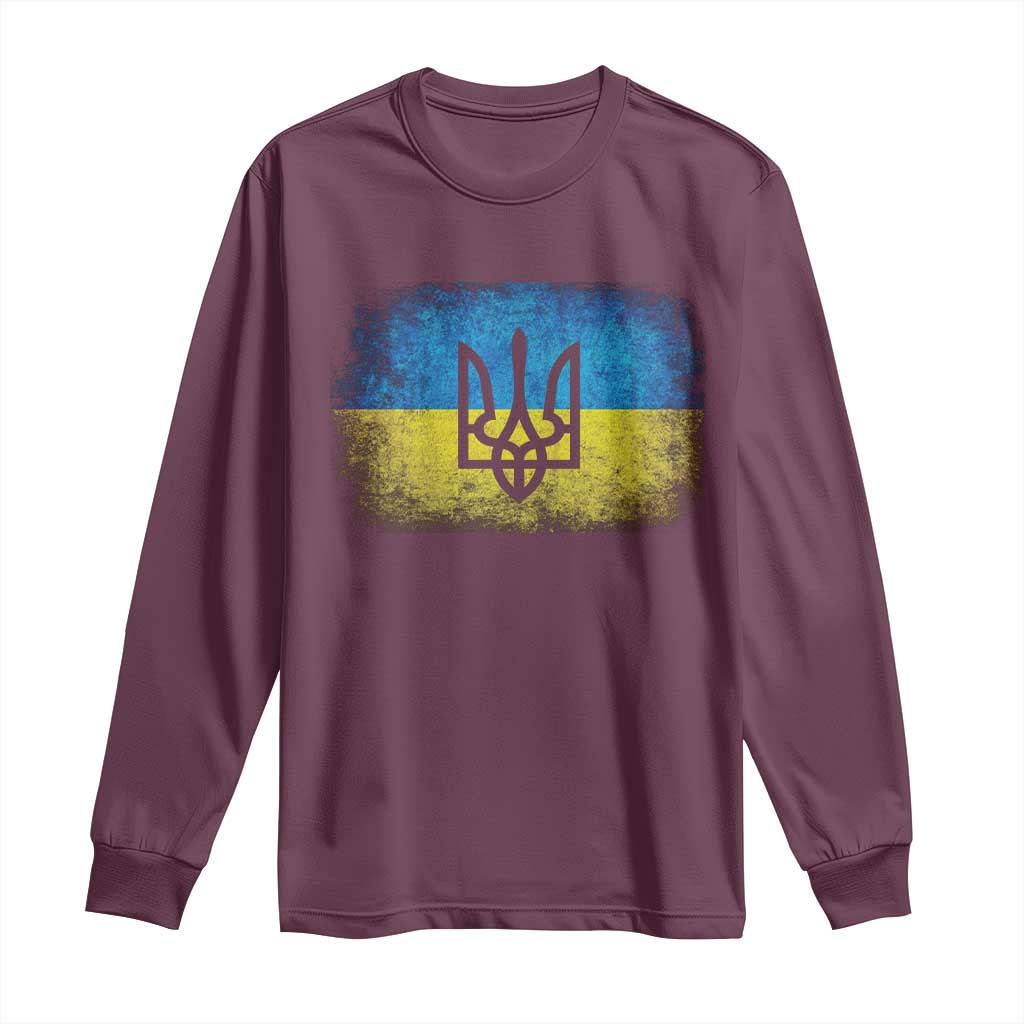 Vintage Ukraine Ukrainian Flag Long Sleeve Shirt Ukrainians Gifts