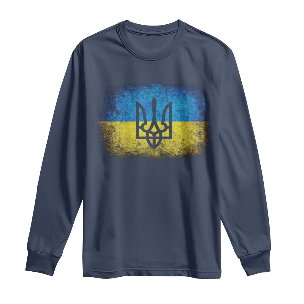 Vintage Ukraine Ukrainian Flag Long Sleeve Shirt Ukrainians Gifts