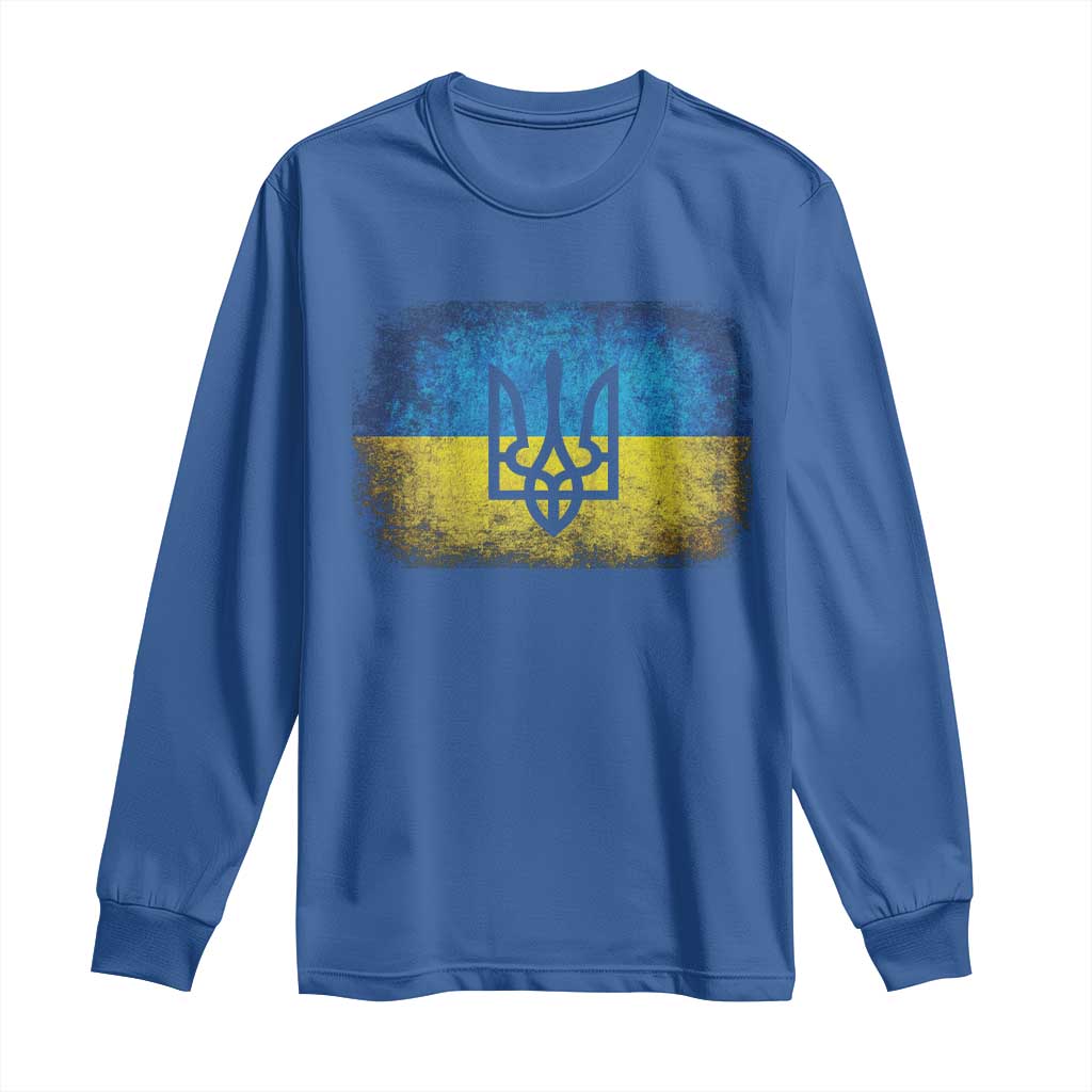 Vintage Ukraine Ukrainian Flag Long Sleeve Shirt Ukrainians Gifts