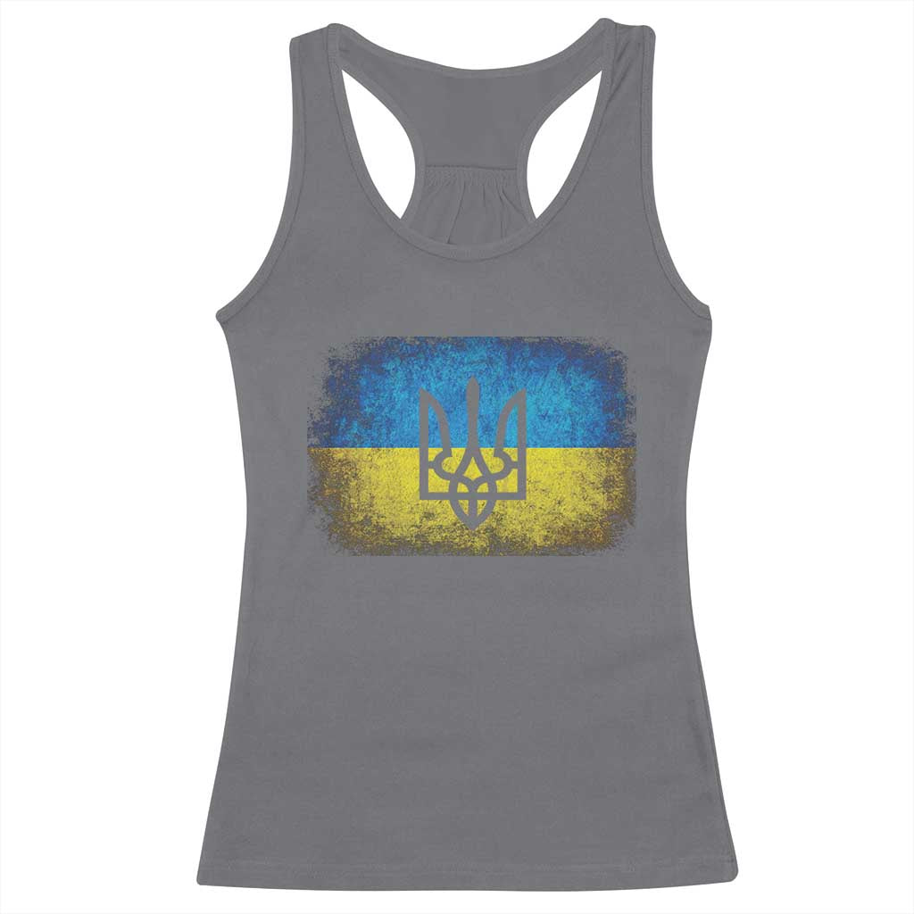 Vintage Ukraine Ukrainian Flag Racerback Tank Top Ukrainians Gifts