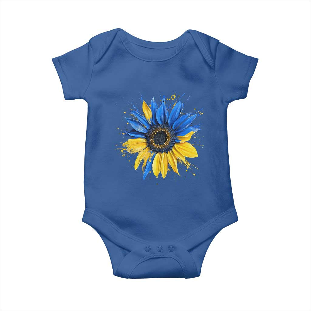 Sunflower Ukraine Flag Baby Onesie Patriot Patriotic Ukraine Ukrainian National Flag