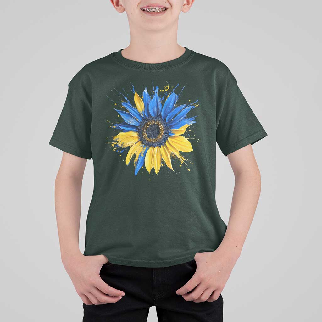 Sunflower Ukraine Flag T Shirt For Kid Patriot Patriotic Ukraine Ukrainian National Flag