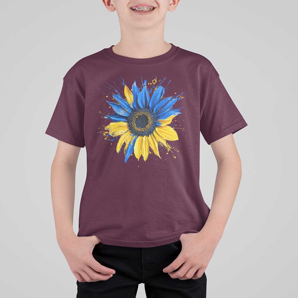 Sunflower Ukraine Flag T Shirt For Kid Patriot Patriotic Ukraine Ukrainian National Flag