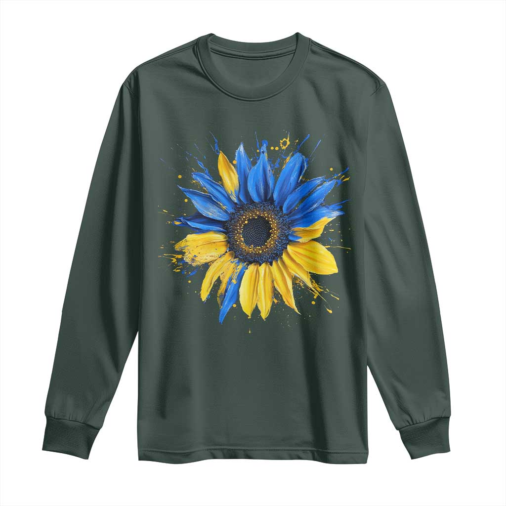 Sunflower Ukraine Flag Long Sleeve Shirt Patriot Patriotic Ukraine Ukrainian National Flag