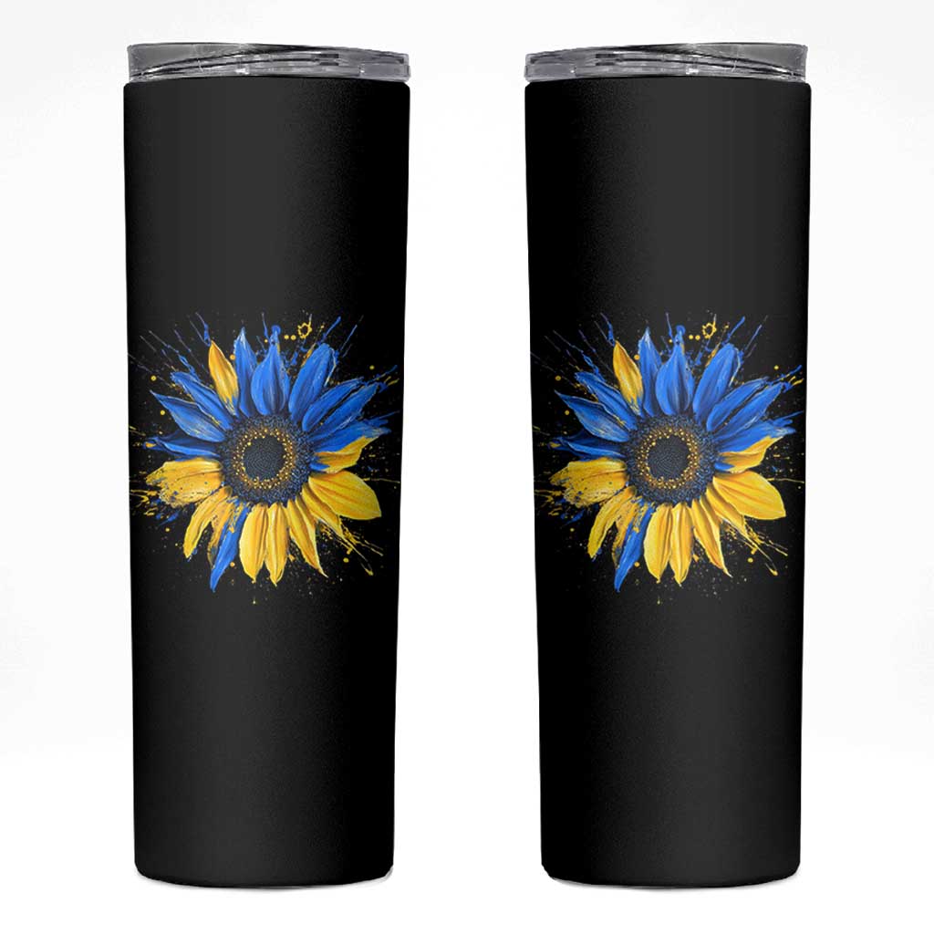 Sunflower Ukraine Flag Skinny Tumbler Patriot Patriotic Ukraine Ukrainian National Flag