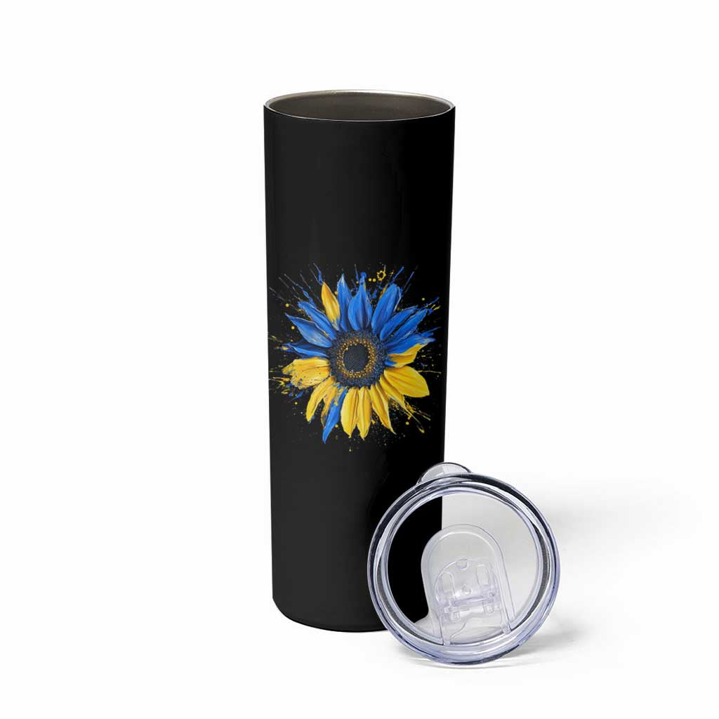 Sunflower Ukraine Flag Skinny Tumbler Patriot Patriotic Ukraine Ukrainian National Flag