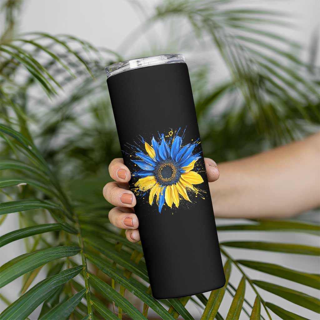 Sunflower Ukraine Flag Skinny Tumbler Patriot Patriotic Ukraine Ukrainian National Flag