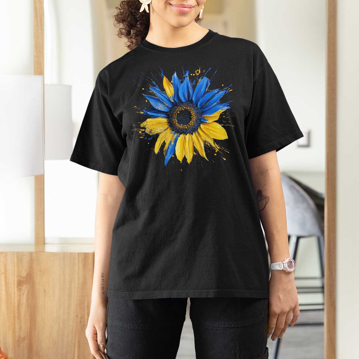 Sunflower Ukraine Flag T Shirt For Women Patriot Patriotic Ukraine Ukrainian National Flag