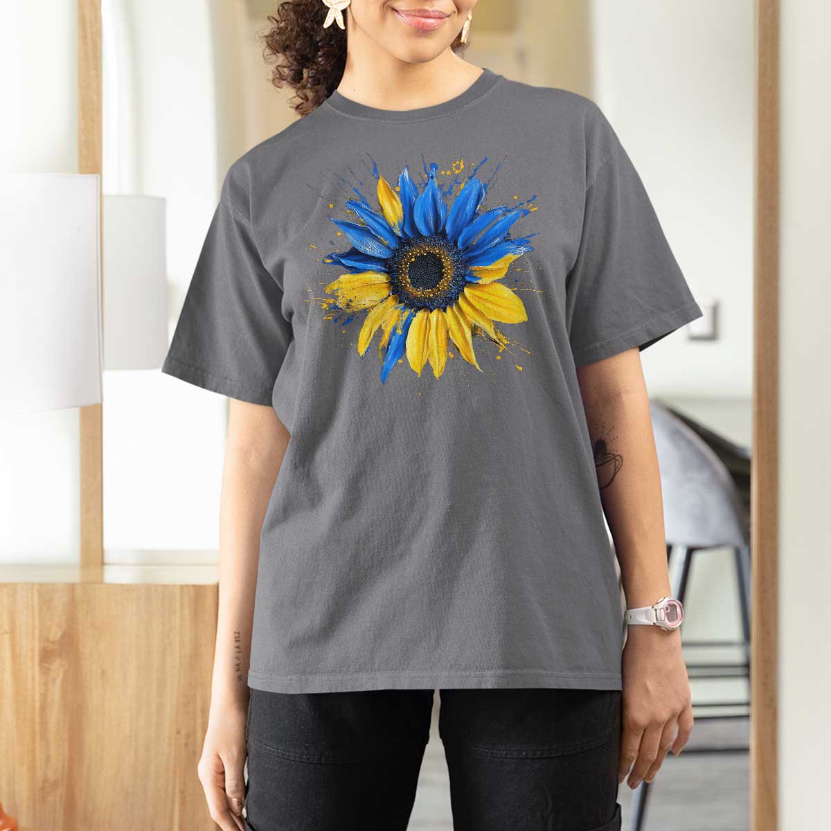 Sunflower Ukraine Flag T Shirt For Women Patriot Patriotic Ukraine Ukrainian National Flag
