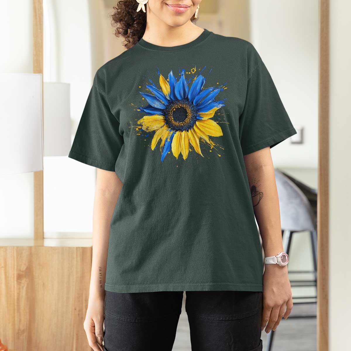 Sunflower Ukraine Flag T Shirt For Women Patriot Patriotic Ukraine Ukrainian National Flag