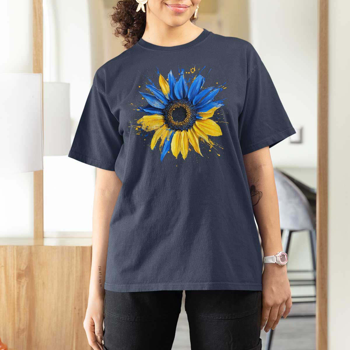 Sunflower Ukraine Flag T Shirt For Women Patriot Patriotic Ukraine Ukrainian National Flag