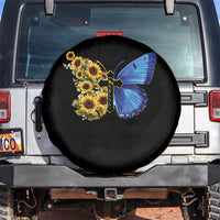 Sunflower Butterfly Ukraine Flag Spare Tire Cover