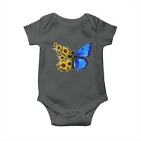Sunflower Butterfly Ukraine Flag Baby Onesie