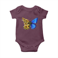 Sunflower Butterfly Ukraine Flag Baby Onesie