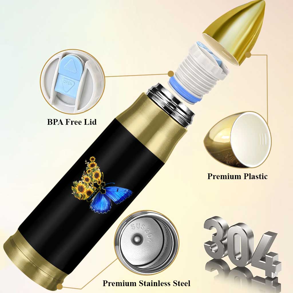 Sunflower Butterfly Ukraine Flag Bullet Tumbler
