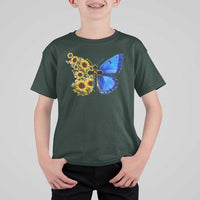 Sunflower Butterfly Ukraine Flag T Shirt For Kid