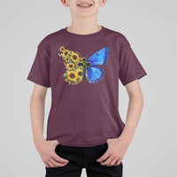 Sunflower Butterfly Ukraine Flag T Shirt For Kid