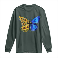 Sunflower Butterfly Ukraine Flag Long Sleeve Shirt