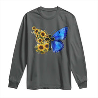 Sunflower Butterfly Ukraine Flag Long Sleeve Shirt