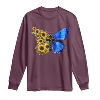 Sunflower Butterfly Ukraine Flag Long Sleeve Shirt