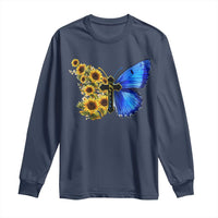 Sunflower Butterfly Ukraine Flag Long Sleeve Shirt