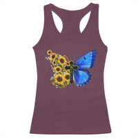 Sunflower Butterfly Ukraine Flag Racerback Tank Top