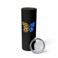 Sunflower Butterfly Ukraine Flag Skinny Tumbler