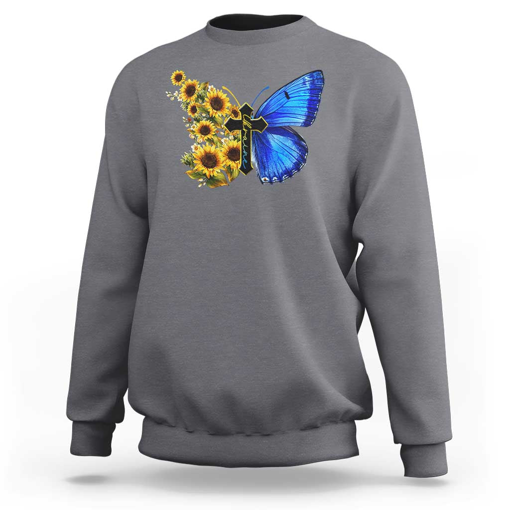Sunflower Butterfly Ukraine Flag Sweatshirt
