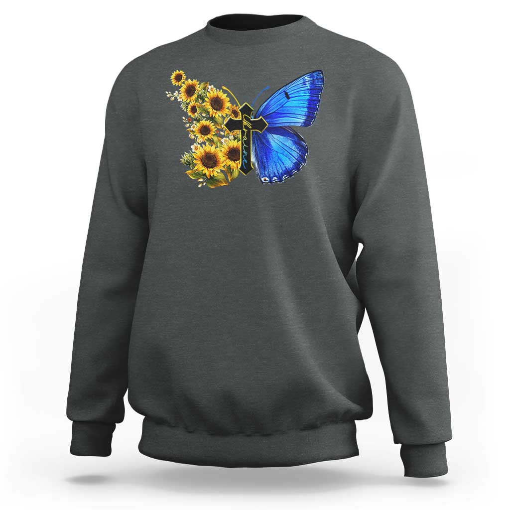 Sunflower Butterfly Ukraine Flag Sweatshirt