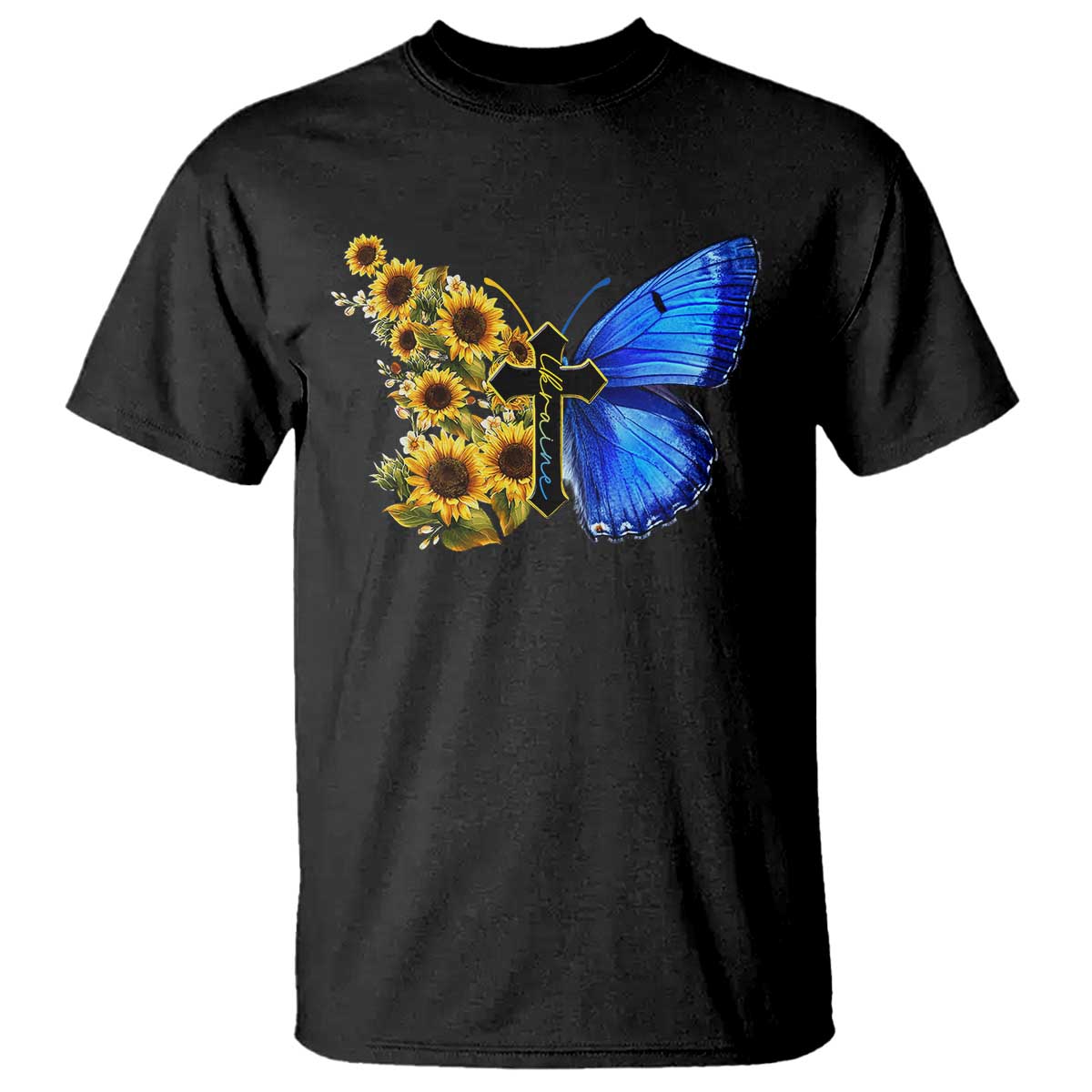Sunflower Butterfly Ukraine Flag T Shirt