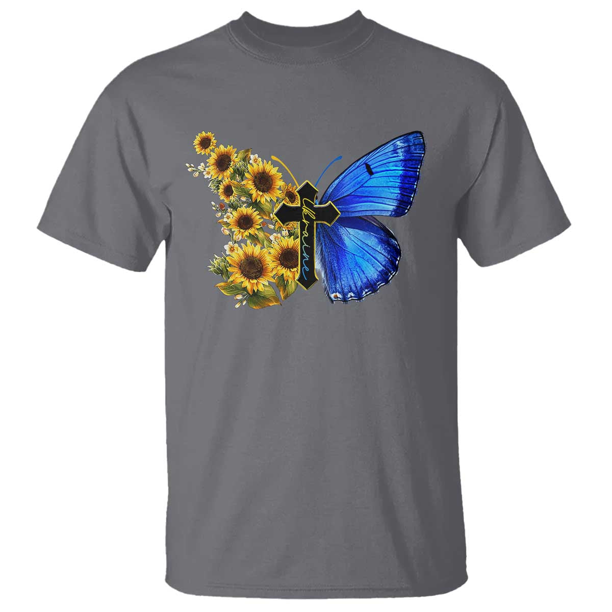 Sunflower Butterfly Ukraine Flag T Shirt