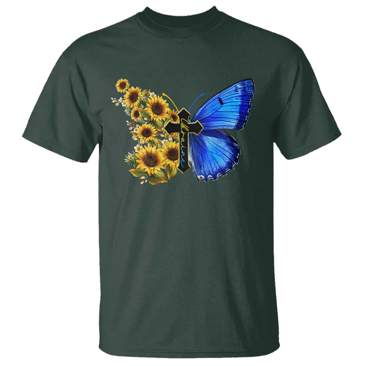 Sunflower Butterfly Ukraine Flag T Shirt