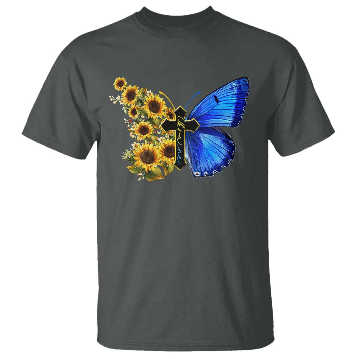 Sunflower Butterfly Ukraine Flag T Shirt