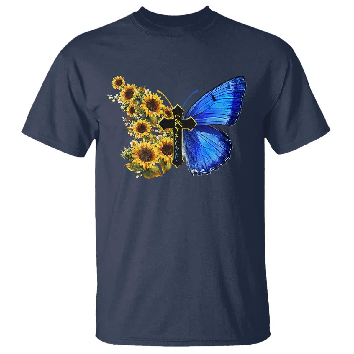 Sunflower Butterfly Ukraine Flag T Shirt
