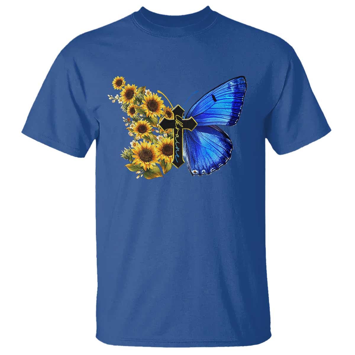 Sunflower Butterfly Ukraine Flag T Shirt