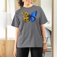 Sunflower Butterfly Ukraine Flag T Shirt For Women